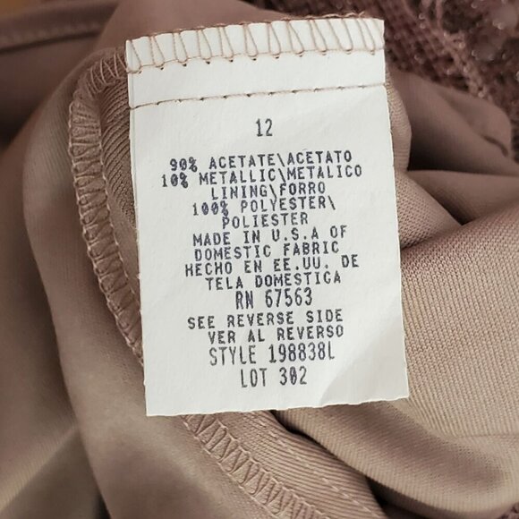 Dressbarn Cocktail Dress Size 12 Champaign Sleeveless Sheath Dress Fringe - Picture 9 of 10